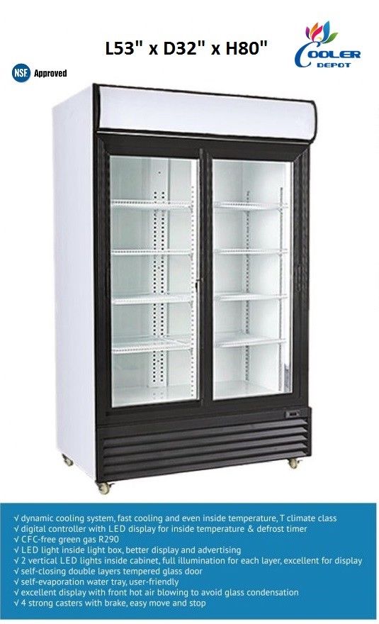 NEW Two Sliding Door Merchandiser Display Commercial Refrigerator Cooler NSF *