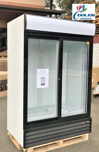 Commercial Glass Sliding Two Door Merchandiser Display Refrigerator NSF 53x32x80