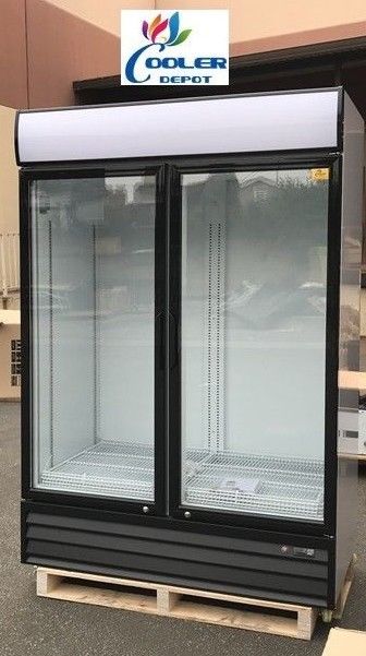 Commercial Double Glass Door Merchandiser Display Refrigerator NSF ETL 53x32x80