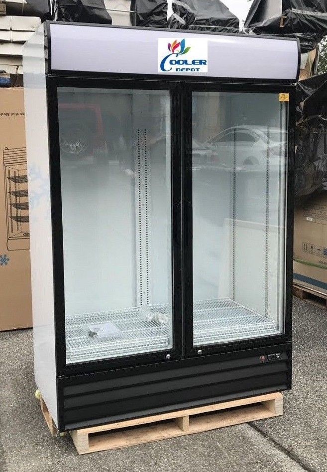 Commercial Double Glass Door Merchandiser Display Refrigerator NSF ETL 53x27x80