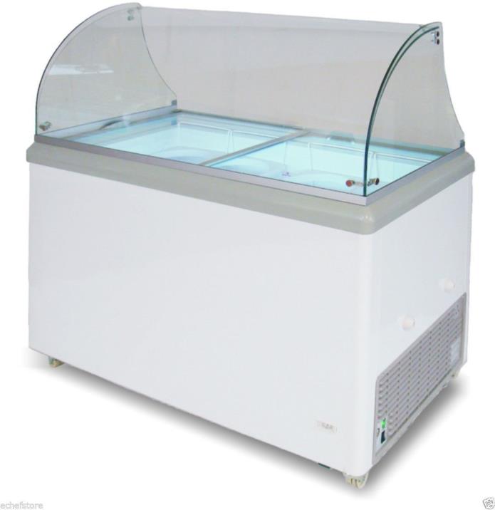 Ice Cream Dipping Cabinet with LED lights and Curved Glass Canopy, 8 Bin