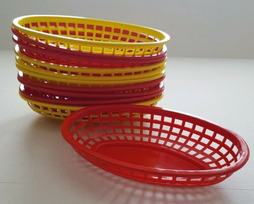Tablecraft Restaurant Plastic Baskets Oval Red Yellow Fast Food set of 11