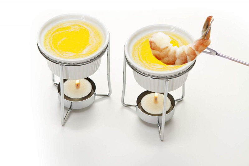Prepworks by Progressive Ceramic Butter Warmer Set, Fondue, 2 Tea Lights Include