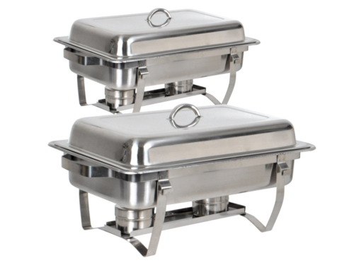 TMS Set of 2 8 Quart Stainless Steel Rectangular Chafing Dish Full Size Buffet
