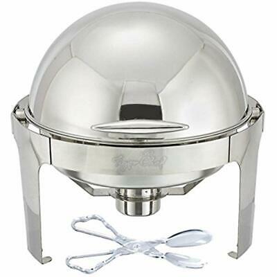 Stainless Steel Round Roll Top Chafer, 6 Quart Chafing Dish Set With Plastic 