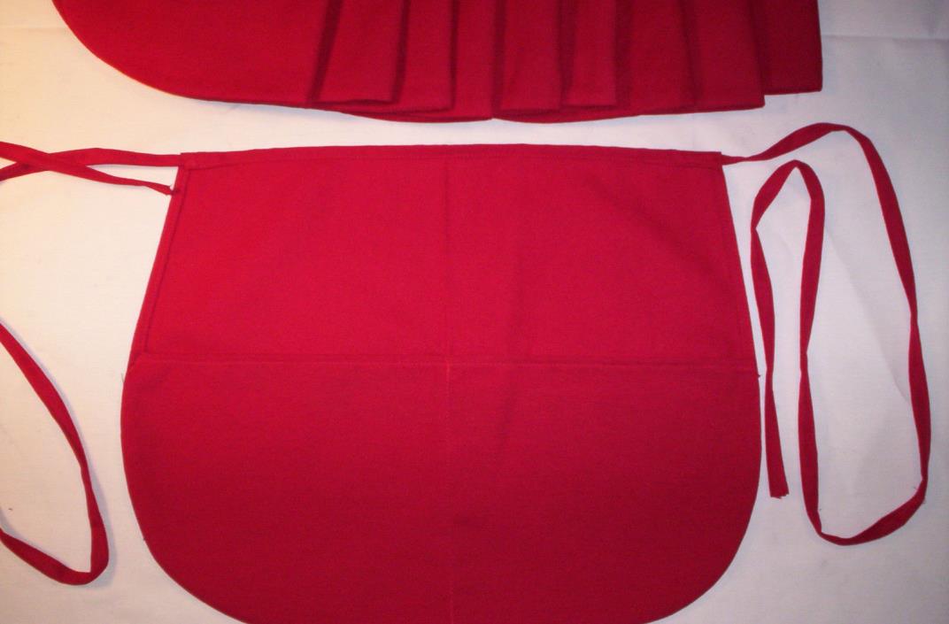 10 NEW  Red 2 Pocket Waist Apron VENDOR ,WAITER / WAITRESS -  FACTORY CLOSE OUTS