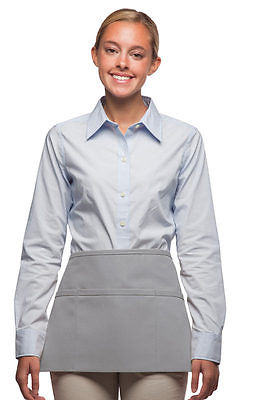 3 Pocket Waist Apron Silver Gray Waiter Waitress Bar Staff Craft Made in USA New