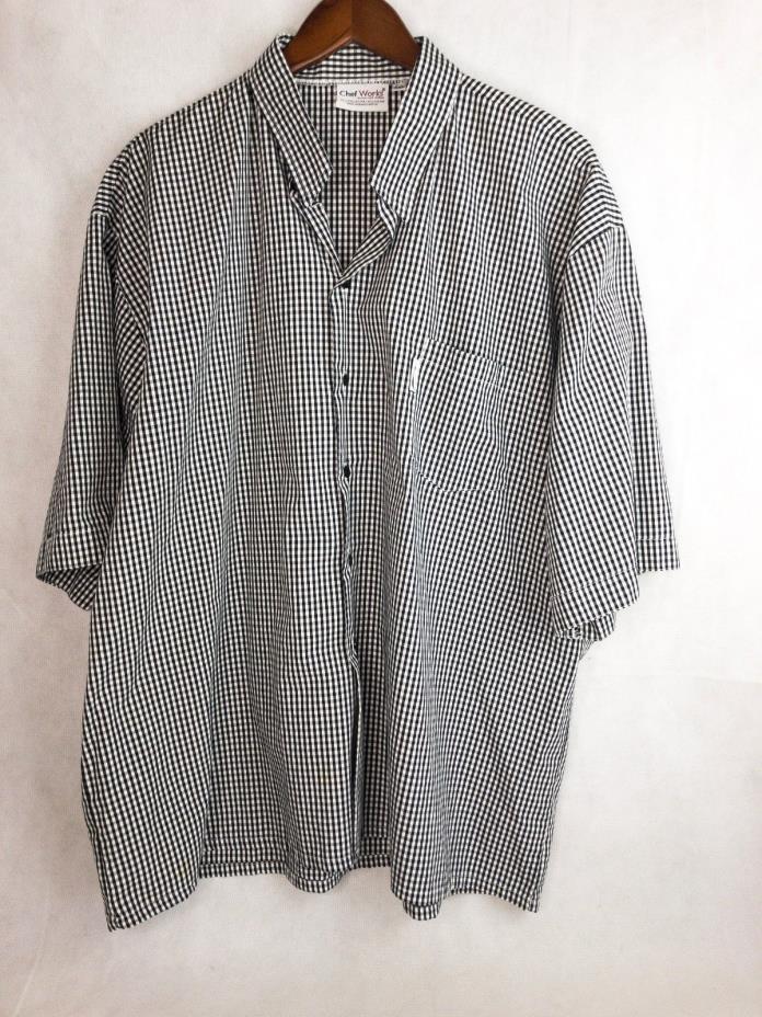 Mens CHEF WORKS checks Short Sleeve Button Front Shirt Size XXL Cooking Coat