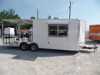 White Concession 8.5x22 Porch Syle BBQ Trailer