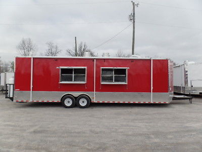 Concession Trailer 8.5' x 30' Red Catering Event Food Restroom