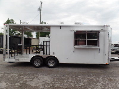 Concession 8.5x22 Custom White Porch Style Trailer