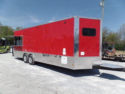 8.5x24 Red Food Catering Event Concession Trailer