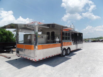 Concession 8.5x30 Black & Orange Food Catering Event Trailer