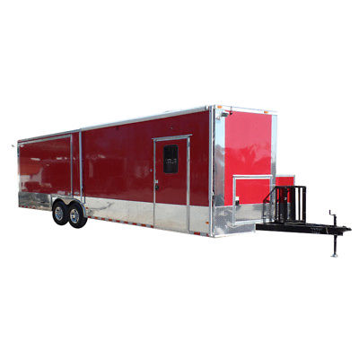Concession Trailer 8.5' X 28' Red Food Event Catering
