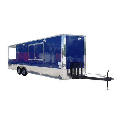 Concession Trailer 8.5' x 24' Blue BBQ Food Event Catering
