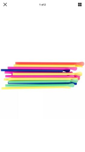 Snow Cone Spoon Straws  400 count unwrapped neon colors 8 inches long