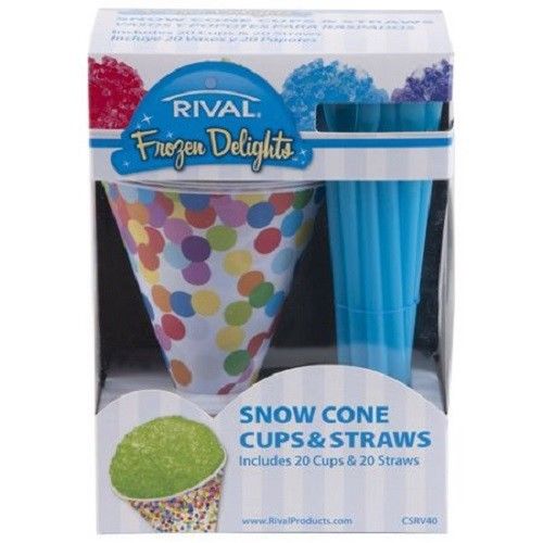 Rival Snowcone Cups and Straws Set, 20-pack