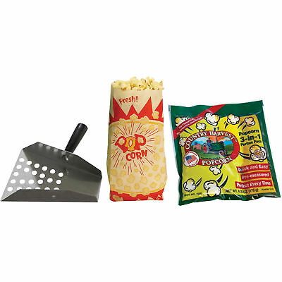 Country Harvest 8-Oz. Popcorn Machine Starter Kit Stainless Steel Scoop Tri Pack