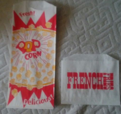 50 POPCORN BAGS and 50 French fries bags100 Pcs. FREE SHIPPING