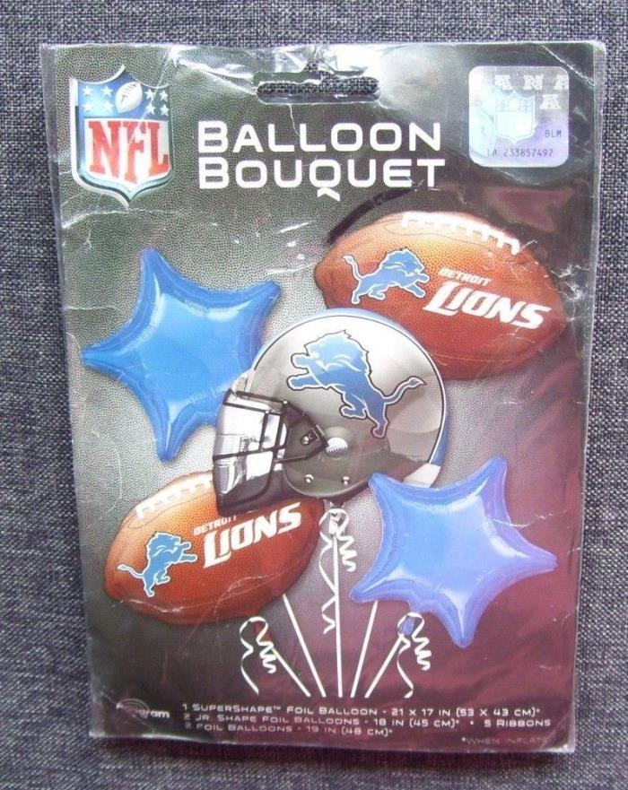 Detroit Lions BRAND NEW in pack Balloon Bouquet NFL 26671 5 balloons & ribbons