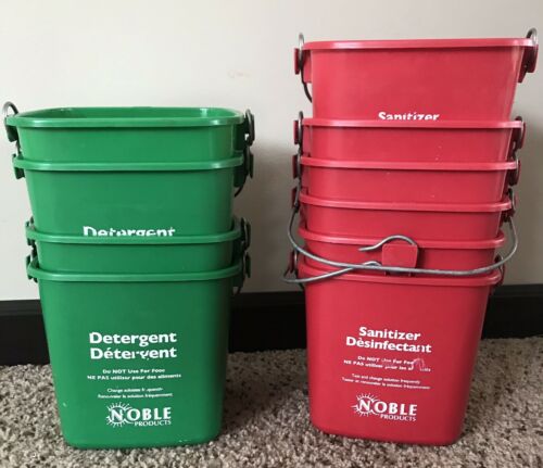 EIGHT 3 Quart BUCKET, RED/GREEN BUCKETS/ Noble Products. Commercial Grade