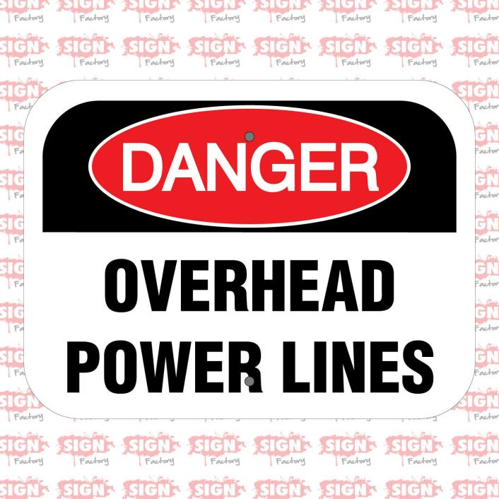 12x9in DANGER OVERHEAD POWER LINES Aluminum Signs