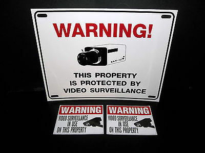 LOT OF WATERPROOF CCTV SPY SECURITY CAMERAS BURGLAR WARNING SIGN+STICKERS