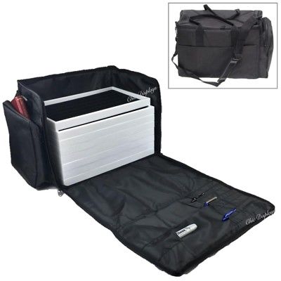 DELUXE CARRYING CASE JEWELRY CARRY CASE DUFFEL w/10 TRAYS & LINER TRAVELING CASE