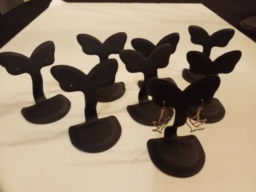 Set of 6 black vinyl earring display stands 