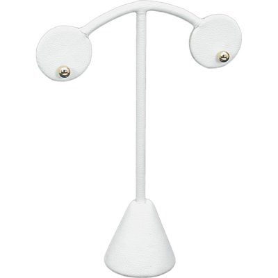 White Faux Leather Earring Jewelry Display Stand 3 3/8