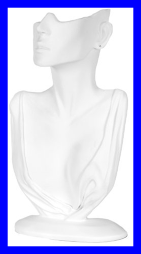 KC Store Fixtures 49153 Jewelry Display Bust W Partial Face For Necklace & WHITE