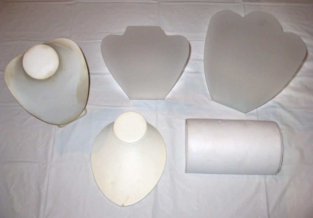 Lot of 5 USED Jewelry DISPLAY STANDS White Bust Oval Clear Acrylic Various Sizes