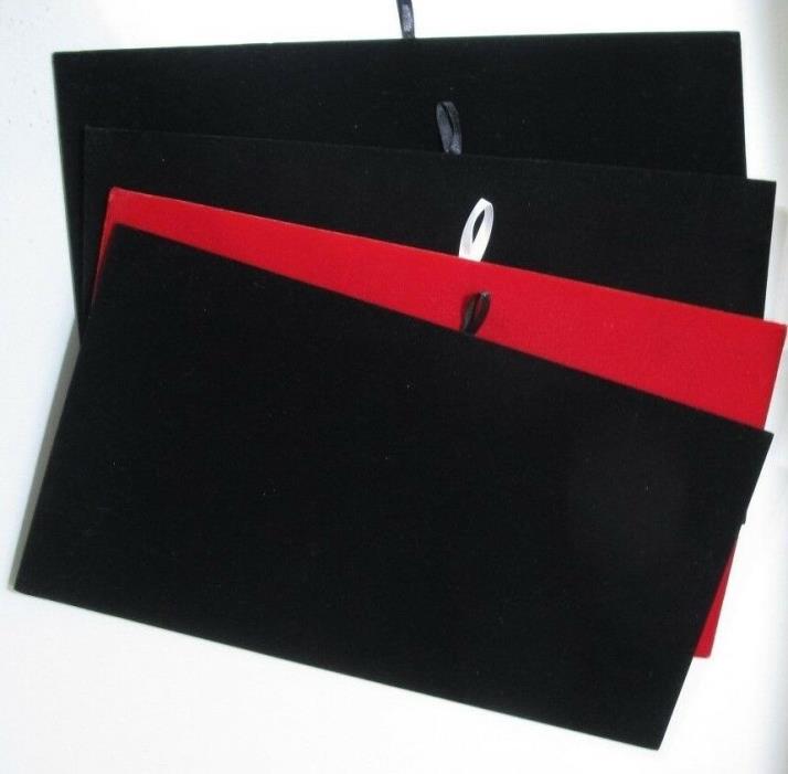 Lot of 4 Black,Red Velveteen Display Pads Insert Standard Full-Size Jewelry Tray