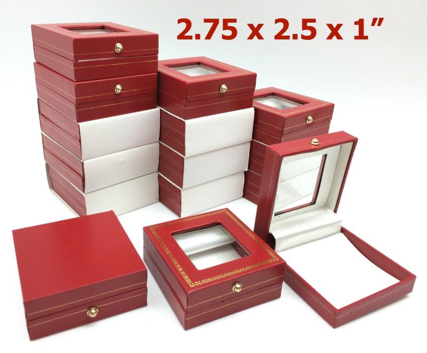 LOT (200) Red WINDOW TOP JEWELRY GIFT BOXES, wholesale. 2.75x2.5x1