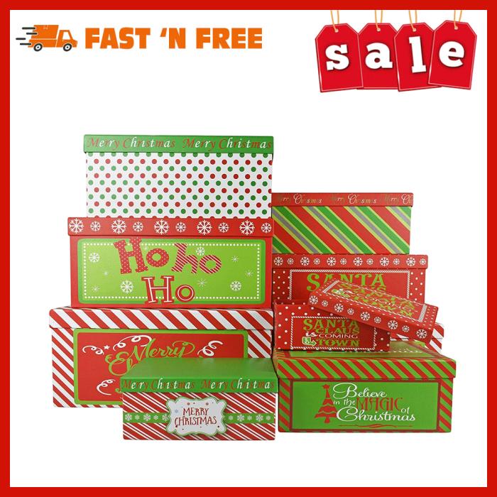 10 Set Believe Magic Holiday Nesting Gift Boxes 10 Different Sizes
