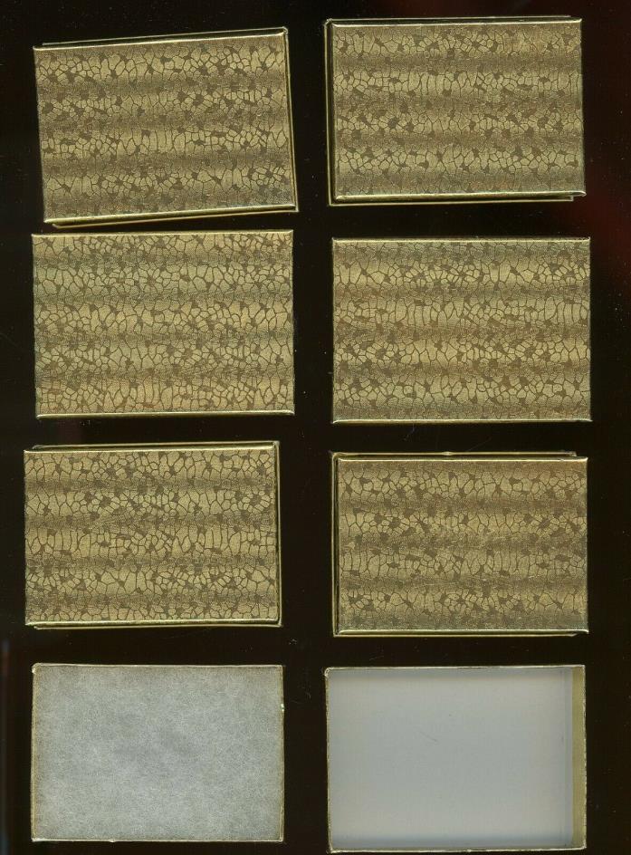 7 Gift Cardboard Boxes Shiny Gold Color Foil Cotton Insert 3 1/8 x 2 1/4 x 1