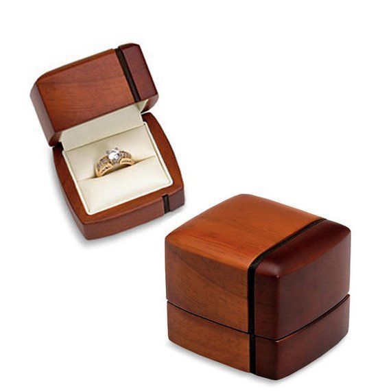 Regal Genuine Wood Engagement Wedding Ring or Band Presentation Box