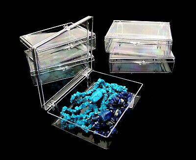 Large Clear Acrylic Bead Storage Etc. Boxes With Snap Closure 5 Qty