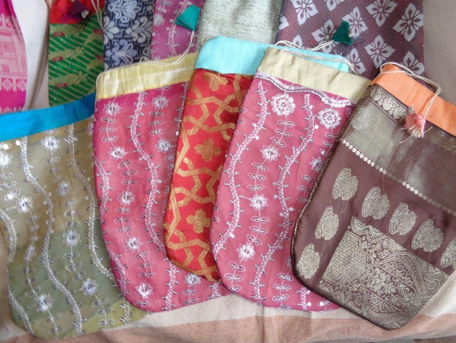 LOT of 25 Large Fabric Gift Bags / Jewelry Bags - Handmade in India