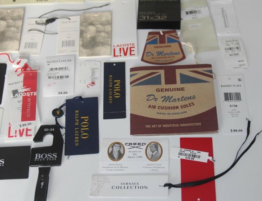 Clothing DESIGNER Brand Merchandise Price Tags LOT Dr. Martens BOSS Lacoste POLO