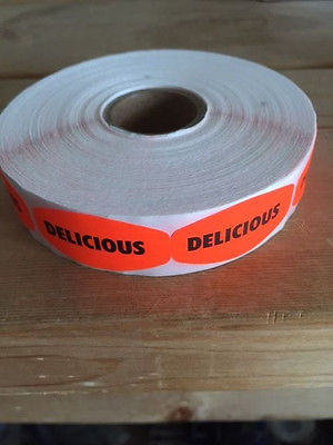 DELICIOUS MERCHANDISE LABELS 1000 PER ROLL FL RED BLACK STICKER