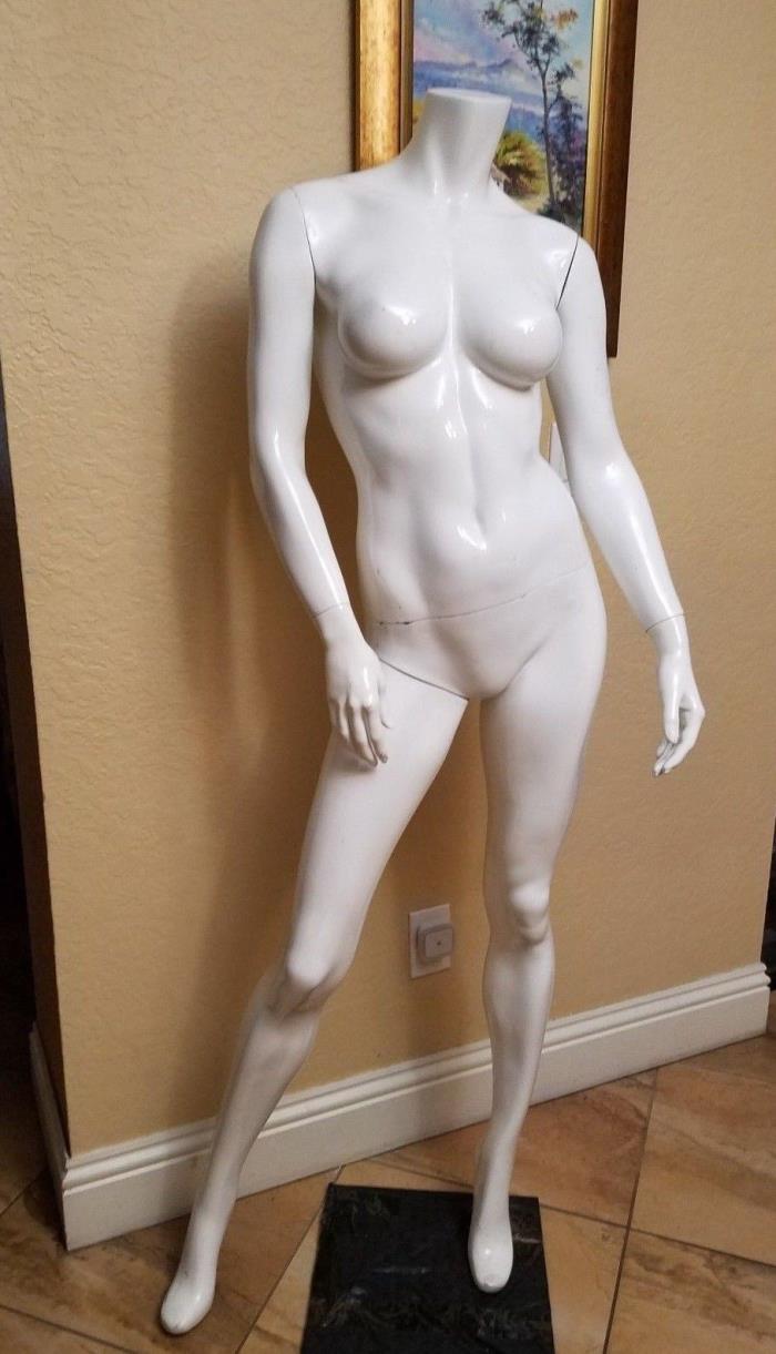 Headless Female Mannequin Plastic Dress Form Display Full Body High Gloss White