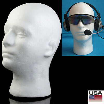US Male Styrofoam Mannequin Manikin Head Model Foam Wig Hair Glasses Display