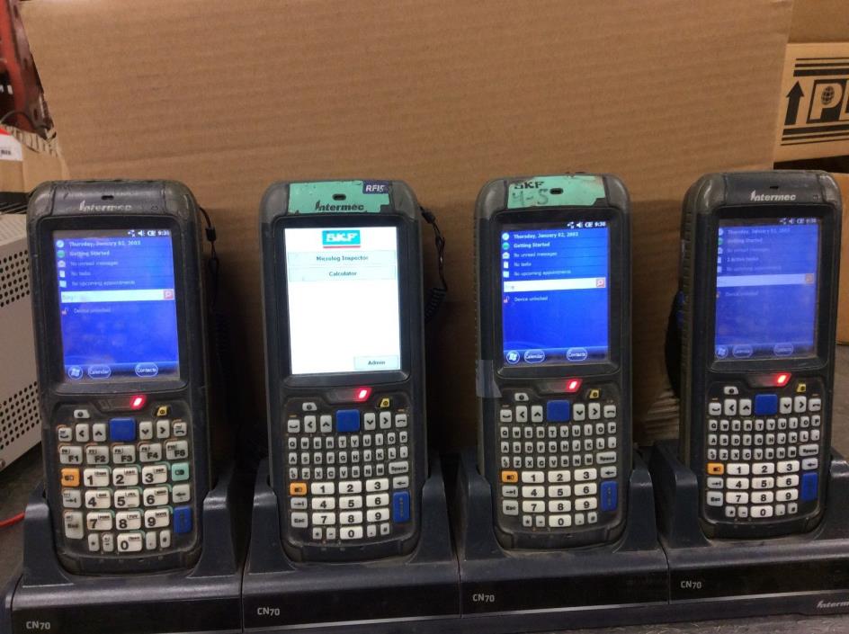 4x Intermec Handheld Scanners w/ Charging Station CN70e