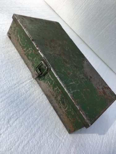 Vintage Green Metal Cash / Tool Box 10