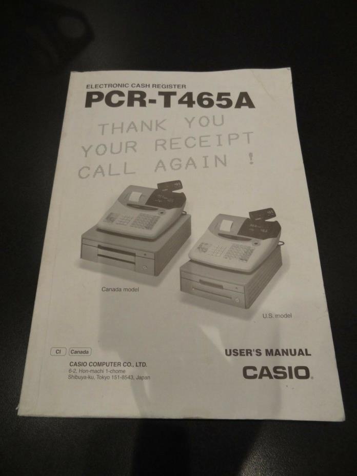 PCR-T465A Electronic Cash Register User's Manual Casio Reference