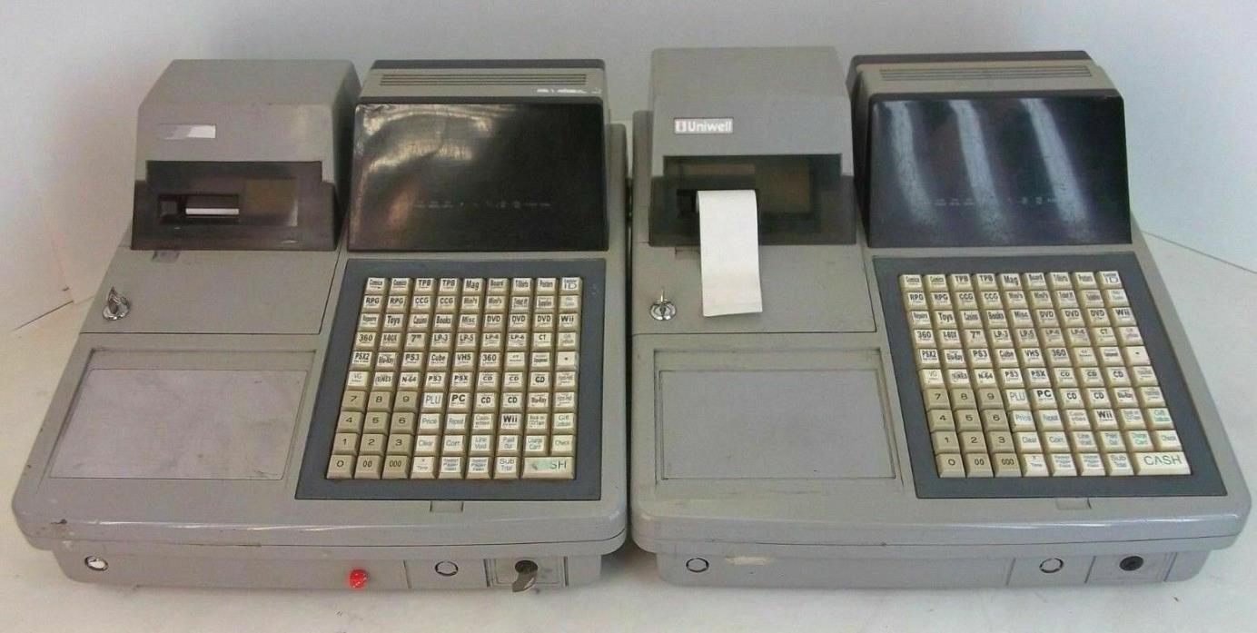 2 Uniwell UX-60 PoS Cash Registers 80 Stroke Keys Dot Matrix Printer With Manual