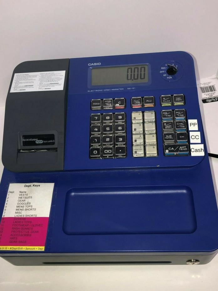 Casio Electronic Thermal Print Blue Cash Register SE-G1SC-BU W/ Key