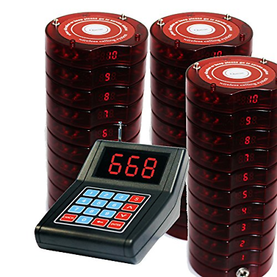 SHIHUI 30 Coaster Pagers+1 Keypad Transmitter Pager Restaurant Wireless Calling