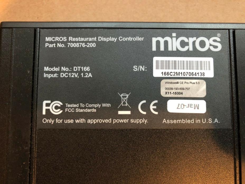 Micros DT166 Restaurant Display Controller P/N 700876-200